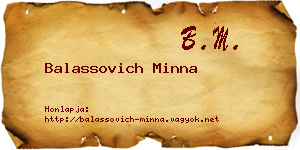 Balassovich Minna névjegykártya